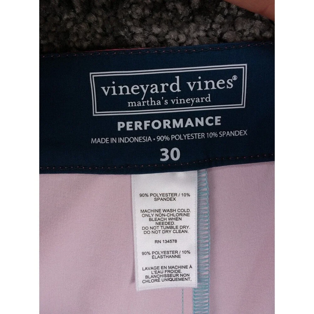 Vineyard Vines Performance Board Shorts Mens 30 Actual 31 Turquoise Pink Stretch